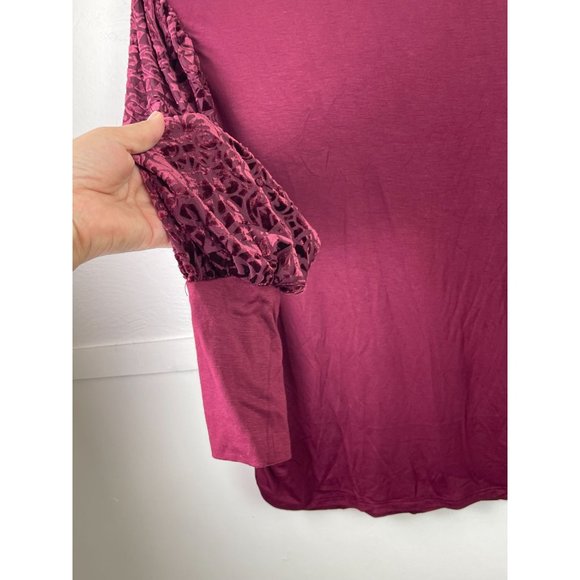 Jolie & Joy Balloon Sleeves Burgundy Top - Picture 5 of 6